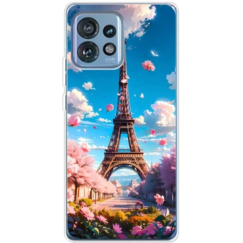 Силиконовый Чехол с Картинкой для Motorola Edge 40 Pro Принт (Париж, Эйфелева Башня) (47759-ysm035)