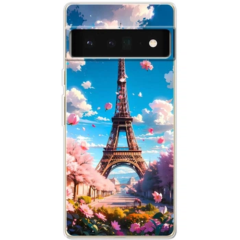 Силиконовый Чехол с Картинкой для Google Pixel 6 Pro Принт (Париж, Эйфелева Башня) (46060-ysm035)