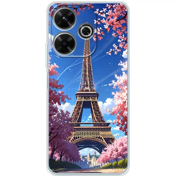 Силиконовый Чехол с Картинкой для Xiaomi Redmi 13 Принт (Париж, Эйфелева Башня) (57347-ysm036)