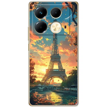Силиконовый Чехол с Картинкой для Infinix Note 40 4G Принт (Париж, Эйфелева Башня) (57801-ysm037)