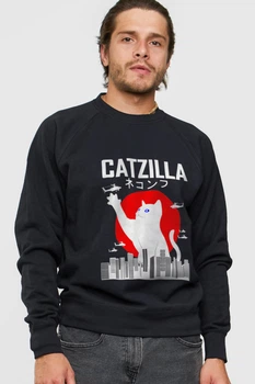 Світшот YAPPI чоловічий чорний "Catzilla" M Чорний (MSWB1486)