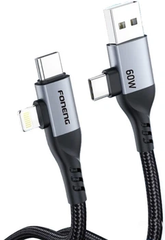 Кабель Foneng X92 4-in-1 (60W) USB Type-C/USB Type A to Apple Lightning/USB Type C 1 м (X92-CA-FIO)
