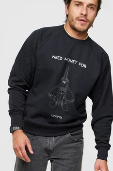 Світшот YAPPI чоловічий чорний "Need money for F22-Raptor" L Чорний (MSWB1369)