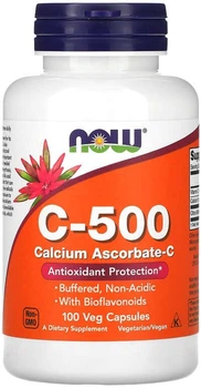 Witamina C Now Foods C-500 Ascorbate 100 kapsułek wegetariańskich (733739006769)