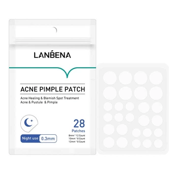 Гидроколоидные патчи от прыщей и угрей против акне Lanbena Acne Pimple Patch ночные 28шт