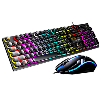 Игровой набор 2в1 TWolf TF270 (UA/ENG раскладка/RGB подсветка) Комплект клавиатура и мышь Black