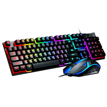 Игровой набор 2в1 TWolf TF200 (UA/ENG раскладка/RGB подсветка) Комплект клавиатура и мышь Black