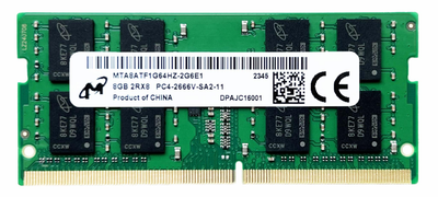 Оперативная память Micron SODIMM DDR4 8Gb 2Rx8 2666Mhz PC4-2666V-SA2-11 MTA8ATF1G64HZ-2G6E1