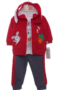Костюм с длинным руавом тройка трикотажный Rabbit красный 68 см (43555)