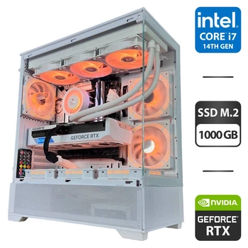 Збірка під замовлення: ігровий ПК GameMax Vista AW White Tower / Intel Core i7-14700F (20 (28) ядер по 1.5 - 5.4 GHz) / 64 GB DDR5 / 1000 GB SSD M.2 / nVidia GeForce RTX 4070 Ti, 12 GB GDDR6X, 192-bit / 850W