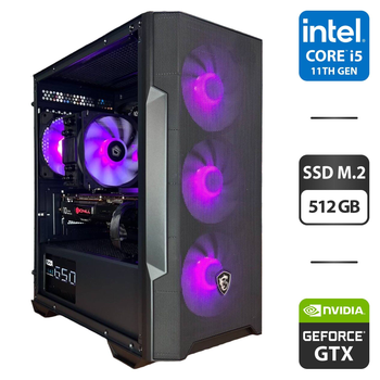 Сборка под заказ: компьютер MSI MAG Forge M100R Black Tower / Intel Core i5-11400F (6 (12) ядер по 2.6 - 4.4 GHz) / 16 GB DDR4 / 512 GB SSD M.2 / nVidia GeForce GTX 1080 Ti, 11 GB GDDR5X, 352-bit / 650W б/у