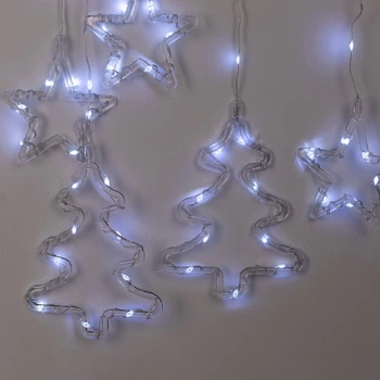 Гирлянда светодиодная GarlandoPro 1733071W Штора 120 LED 3х0,9 м звезда и елка 8 режимов работы белый (117-107-1733071W)