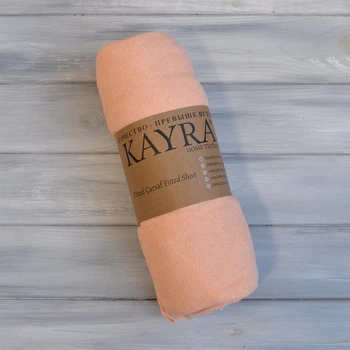 Простынь на резинке Kayra Махровое 180 x 200 +24 см Персиковый
