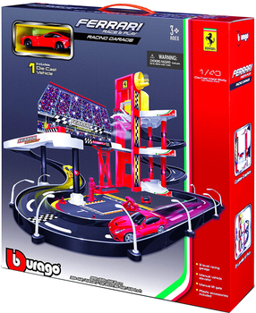 Zestaw do gry tor wyścigowy Bburago Ferrari Racing Garage 1:43 (4893993301973)