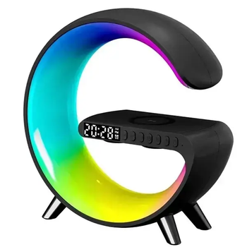 Лампа нічник з додатком, блютуз колонка з бездротовою зарядкою RGB Light/Alarm Clock/Desk Lamp 15W швидка зарядка 029k