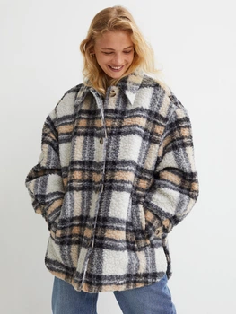 Куртка демісезонна подовжена жіноча H&M 060972364_shacket S Чорно-бежевий/Клітка (KOZ6666000331731)