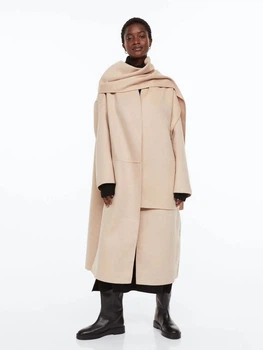 Пальто осіннє довге жіноче H&M 060974284_beigenew M Світло-бежеве (KOZ6666000332325)