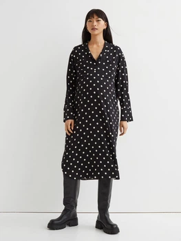Платье для беременных миди осеннее H&M 061034360 M Черный/Горох (KOZ6666000333179)