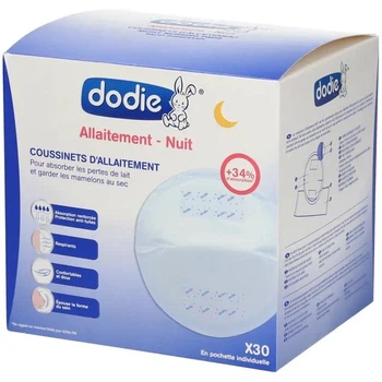 Нічні лактаційні прокладки для грудей Dodie + 34% поглинання 30шт