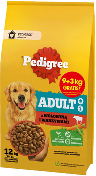 Сухий корм для собак Pedigree Adult Яловичина з овочами 9+3 кг (5900951318771)