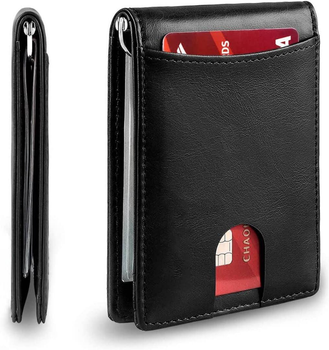 Шкіряний мінімалістичний гаманець Slim, RFID-гаманець із затискачем для грошей, унікальний подарунковий гаманець із передньою кишенею
