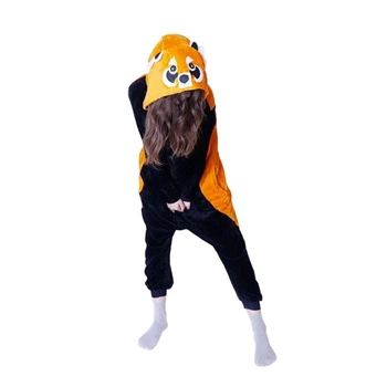 Пижама кигуруми Kigurumi Енот женская S (145-155 см) Черная с оранжевым