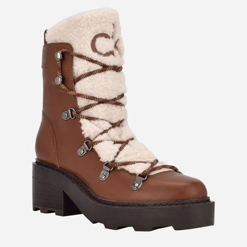 Женские демисезонные ботинки высокие Calvin Klein 700451994 37.5 24 см Коричневые (1159814243)