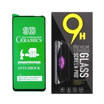 Протиударна захисна плівка Ceramics для Tecno Camon 17 Pro, Camon 17P, Camon 18, Camon 18P, Camon 18T, Camon 19, Camon 19 Neo Full Glue з чорною рамкою