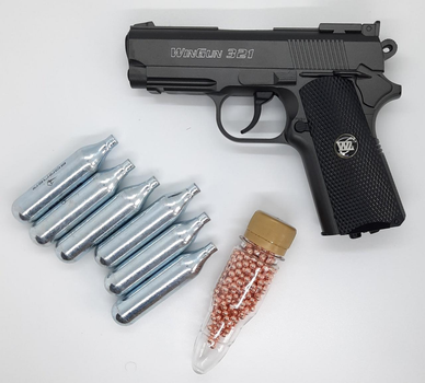Пневматичний пістолет Win Gun 321 Colt Defender метал та ВВ Куля 500шт + балон СО2 6шт