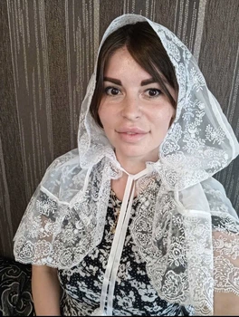 Палантин шаль ажурний із мереживом 100 см біла