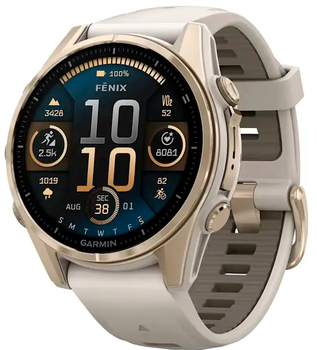Смарт-часы Garmin fenix 8 43mm AMOLED Sapphire Soft Gold c Fog Gray/Dark Sandstone (010-02903-11)
