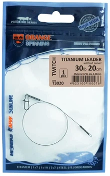 Повідець Ukrspin Orange Spinning титан AFW 23см 9кг (20lb)/0.35 мм, помаранчевий, 1шт (1590.03.30)