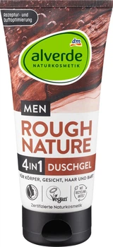 Чоловічий гель для душу 3 в 1 на натуральній основі Alverde Men Rough Nature аромат кедра та імбиру 200 мл