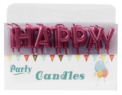 Свічки У Торт HAPPY BIRTHDAY Бордовий Перламутр