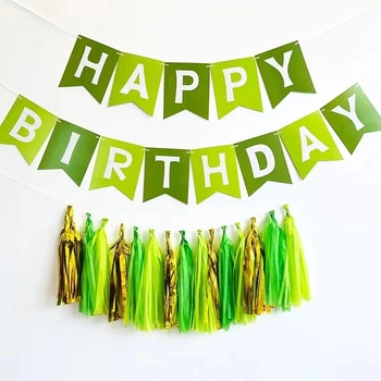 Композиція Тассел Та розтяжка Happy Birthday Зелений