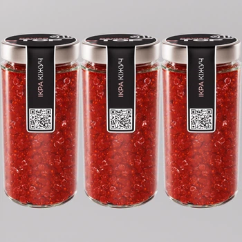 Набор из трёх видов Икорного продукта CapsFood Икра Кижуч + Кижуч + Кижуч PREMIUM, 500+500+500 грамм