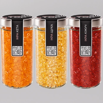 Набор из трёх видов Икорного продукта CapsFood Икра Кета + Щука + Кижуч PREMIUM, 500+500+500 грамм