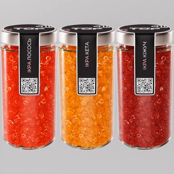Набор из трёх видов Икорного продукта CapsFood Икра Кета + Лосось + Кижуч PREMIUM, 500+500+500 грамм