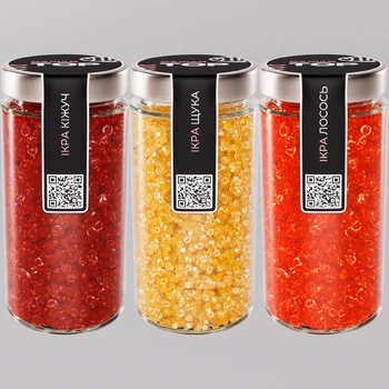 Набор из трёх видов Икорного продукта CapsFood Икра Кижуч + Щука + Лосось PREMIUM, 500+500+500 грамм