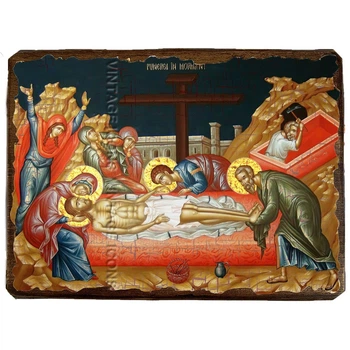 Икона Погребение Иисуса Христа ,икона на дереве 130х170 мм (3584-1)