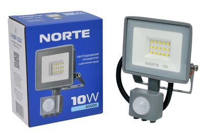 Прожектор 10W с датчиком движения светодиодный NORTE IP65 6500К