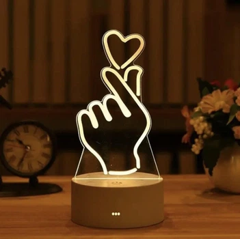 Ночник 3D от USB Рука и сердце