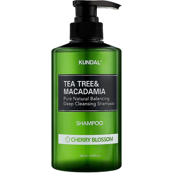 Шампунь Kundal Tea Tree & Macadamia Deep Cleansing Shampoo Cherry Blossom вишнёвый цвет 500 мл
