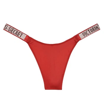 Трусики Victoria’s Secret VERY SEXY Bombshell Shine Strap Thong Red со стразами S Красные
