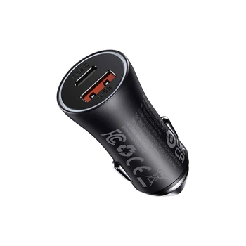 Автомобильное зарядное устройство с быстрой зарядкой BASEUS USB/Type-C, 60W| Темно серый (CGJM000113)