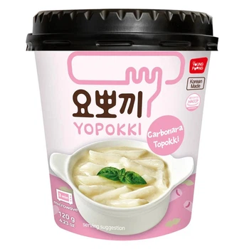 Корейские токпокки в стакане со вкусом карбонара, Yopokki, 120 г