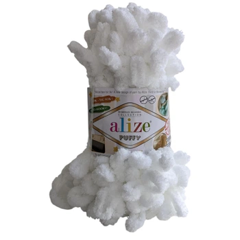 Пряжа Alize Puffy №55 белый, для вязания руками