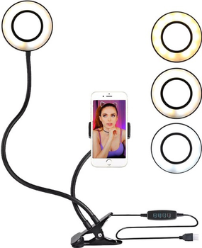 Набір для блогера SOMOSTEL LED Ring 8.5" 12W універсальний тримач Black (033132)