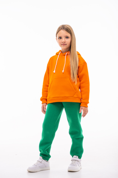 Детский спортивный утепленный костюм Kindamor Warm Autumn Orange для девочки, флис 116 см оранжевый с зеленым