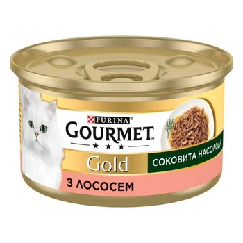 Консервированный корм Сочное наслаждение с лососем для взрослых кошек Gourmet Gold 85 г (8445290823373)